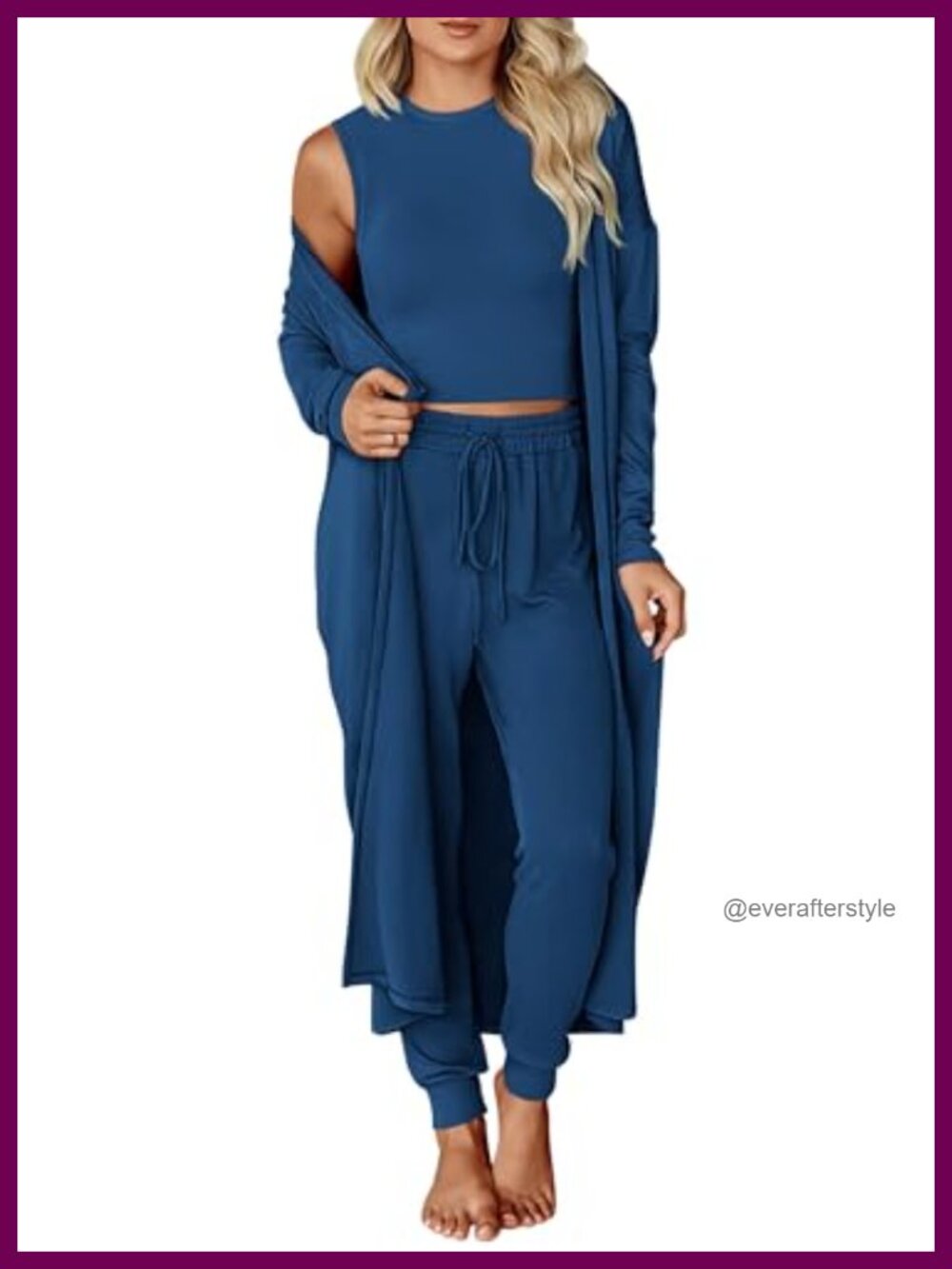 Women 3 Piece Lounge Set Knit Crop Tank Jogger Cardigan Travel Outfit
